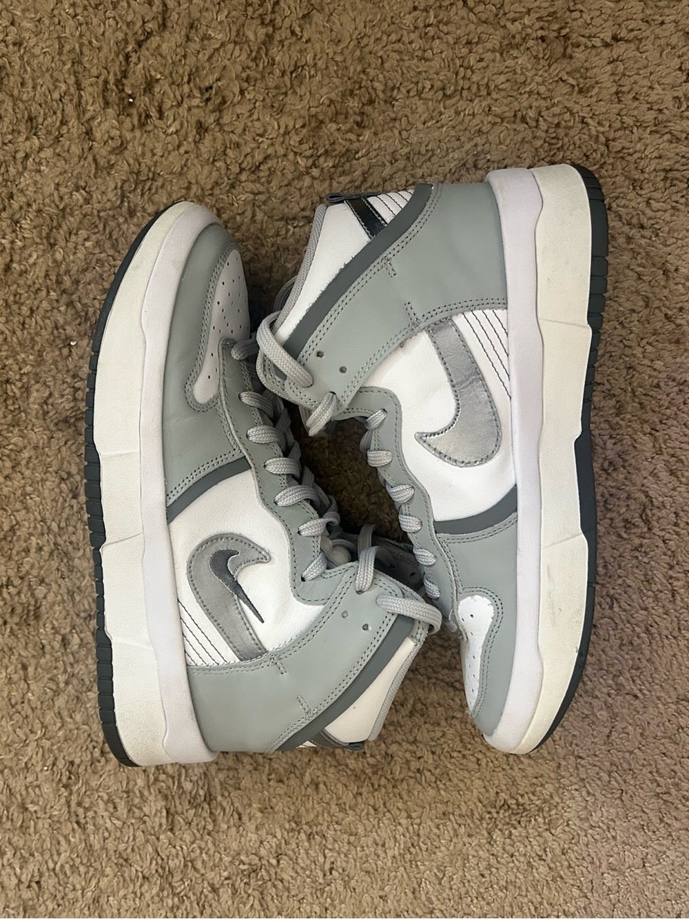 Nike Women’s Gray and White Dunk High Sneakers
